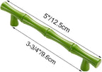 10pcs Cabinet Handles Hole Centers 3-3/4",Bamboo Shape Kitchen Cupboard Dresser Closet Drawer Door Pulls Green