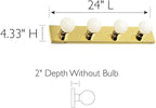 Design House 500868 4-Light Vanity Strip Light Contemporary Dimmable for Bathroom, Bedroom, Makeup Vanity, Polished Brass