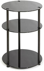 Convenience Concepts Designs2Go Midnight Classic 3-Tier Round Glass Side Table, Black Glass, 15.75 in x 15.75 in x 24.5 in