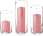 yummi Set of 12 Slim Pillars and Cylinder Vases - Light Rose