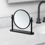 Gatco 1391MX Table Mirror, Matte Black/ 7.50" Double Sided Tabletop Makeup Vanity Mirror with 3X Magnification on One Side and Rotates 360 Degrees