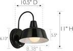 Design House Mason Barn Light Indoor/Outdoor Wall Mount Modern Industrial Farmhouse Wall Light for Patio, Garage, Bathroom, Office, Kitchen, 8-Inch, Satin Black, 579367