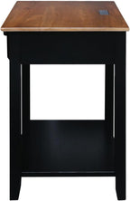Casual Home Owl Night Stand with USB Port Charging Station and Drawer, 17.5" W x 14.25" D x 24.5" H, Walnut Black