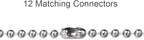 Ceiling Fan Pull Chain, 120" Rust Proof Copper 3mm Beaded Ball Light Pulls Extension Chains with 12 Connectors, Silver