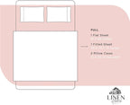 Linen Home 100% Cotton Percale Sheets Full Size, English Rose, Deep Pocket, 4 Pieces Set - 1 Flat, 1 Deep Pocket Fitted Sheet and 2 Pillowcases, Crisp Cool and Strong Bed Linen