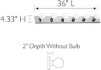 Design House Vanity Lights, 6 Linear Lights, Dimmable, Horizontal or Vertical Use, Uses (6) 60W Bulbs, For Bathroom/Makeup Vanity, Polished Chrome, 36.0 in. L x 4.33 in. H x 2.0 in. D, 500942