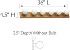 Design House Vanity Lights, 6 Linear Lights, Dimmable, Horizontal or Vertical Use, Uses (6) 60W Bulbs, For Bathroom/Makeup Vanity, Honey Oak, 36.0 in. L x 4.5 in. H x 2.5 in. D, 500223
