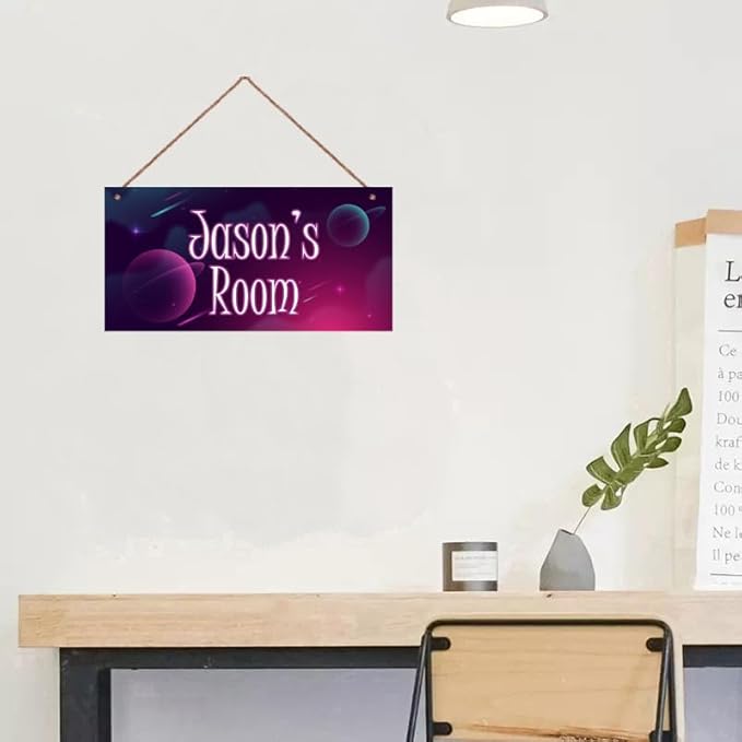 Personalized Sign Planet Decor For Boys Room, Stars Themed Kids Bedroom Decor, Outer Space Wall Art Décor for Little Man Cave, Universe Decorations For Girls Room Nursery Baby Playroom
