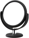Danielle Creations 6.75-Inch Portable Two-Sided Vanity Round Vanity Makeup Mirror, No-Slip Soft Touch with 360 Rotation, 12x Magnification, Midnight Matte Black