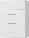 ROOMTEC 19.5" 4 Drawer Short Tower Closet Unit, Modular Closet System with Drawers and Shelf, Wardrobe Organizer for Bedroom or Walk-in Closet, Wall Mounted, Customizable Clothes Storage Unit, White