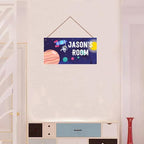 Personalized Sign Space Themed Art Decor Funny Astronaut Sign For Kids Room Outer Space Decor for Boys Room Nursery Wall Decorations Stuff For Little Man Cave