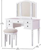 Bobkona St. Croix Collection Vanity Set with Stool, F4074, White