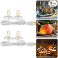 Brightown Accessory Cord with 2 LED Light Bulbs - UL Listed 5 Feet Christmas Village Cords, Rotary Switch, Fused Plug for Crafts, Halloween Pumpkin, Holiday Ornaments, White Cord, Warm White, 2 Pack