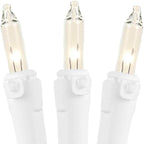 Novelty Lights 50 Feet 100 Bulb Incandescent Mini Light String, Clear with 6-Inch Spacing on White Wire, UL Listed Commercial Grade Indoor/Outdoor Mini Lights, Connectable End-to-End