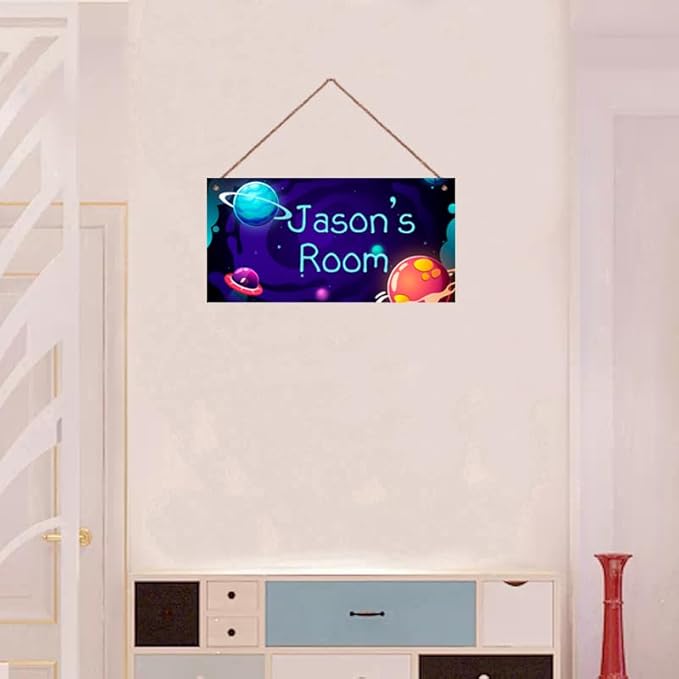 Personalized Universe Sign Custom Name Science Fiction Theme Sign For Kids Room Wall Art Décor Outer Space Art Wall Decor For Boys Room Bedroom Nursery Door For Girls Bedroom
