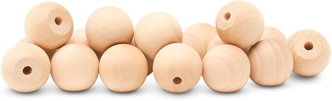 Wood Knobs, 1 Inch Round Natural Wood Drawer Pulls, Pack of 250 Unfinished Wooden Drawer Knobs, Ball Shaped Wood Cabinet Knobs, Nursery Dresser Knobs, Wood Door Knobs and Crafts