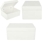 Large White Wooden Box Storage with Hinged Lid | 11.8 x 7.87 x 5.51 inches (+-0.5) | Gift Box for Tool Dog Toy Shoes Clothes Kitchen Storage | Rough UNSANDED Wood Keepsake Chest