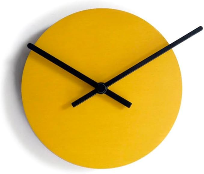 Small Round Wooden Wall Clock Minimalist Scandinavian Design Silent Non Ticking Quartz Movement Modern Yellow Poplar Wood for Kitchen Bedroom Office