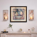 Mirrored Wall Candle Holders Decorative White - Farmhouse Wall Candle Sconces Set of 2 Washedwhite Candle Holder Decor for Small Vase Tealight Pillar Candles