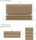 Vänt Upholstered Wall Panels - Queen/Full Size Wall Mounted Headboards - Faux Merino Wool Camel - Set of 4 Panels (Each Individual Panel 30"x11.5")