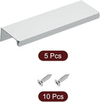 uxcell Cabinet Finger Edge Pull, 5pcs 120mm / 4.72" Aluminum Alloy Back Mount Hidden Cabinet Pulls Concealed Handle for Home Kitchen Drawer Cabinet, Silver