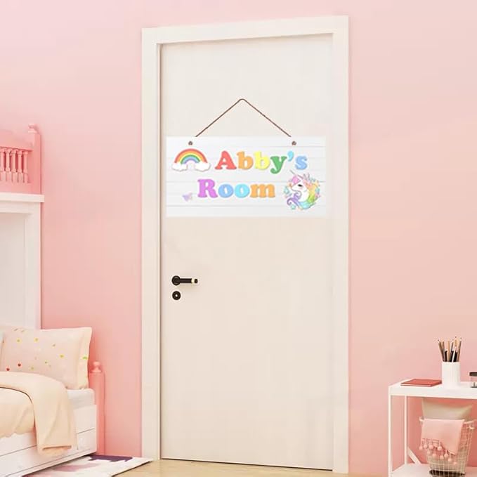Personalized Sign, Magical Unicorn Sign, Rainbow Unicorn Kids Room Custom Name Door Wall Decor, Floral Nursery Art Girls Room Boys Bedroom Little Man Cave