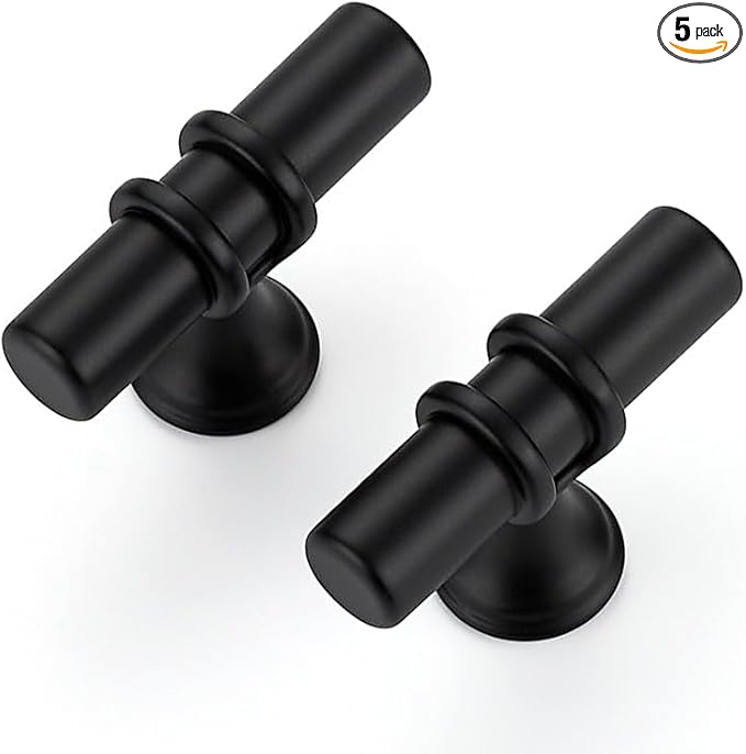 5 Pack Matte Black Cabinet Knobs - Kitchen Cabinet Knobs Cabinet Pulls for Kitchen Cabinet Drawer Stainless Steel Dresser Knobs for Cabinet Hardware 2in Length Single Hole