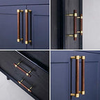 Drawer 8.66"/220mm Pulls Brass Walnut Kitchen Wardrobe Cabinet Hardware Pull Handle Adjustable Hole Distance with Screw, 2Pcs