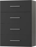 ROOMTEC 25.5" 4 Drawer Short Tower Closet Unit, Modular Closet System with Drawers and Shelf, Wardrobe Organizer for Bedroom or Walk-in Closet, Wall Mounted, Customizable Clothes Storage Unit, Black