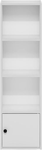 Furinno Luder Shelf Bookcase with 1 Door Storage Cabinet, White