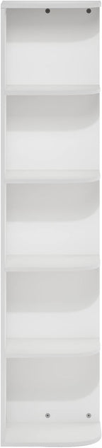Furinno PASIR Book Shelf, 5-Tier Corner Bookshelf, Open Shelves Bookcase 9.3" x 12" x 51.7", for Living Room, Bedroom, Home Office, White