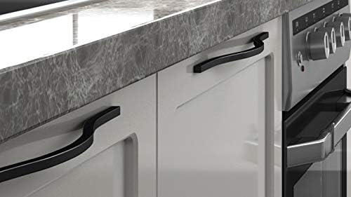 Goo-Ki Modern Handle,Minimalist Cabinet Pull,Matt Black Drawer Handle Wardrobe Cabinet Door Handle, 3.8''/5'' Double Hole Centers,6 Packed