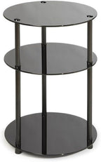 Convenience Concepts Designs2Go Midnight Classic 3-Tier Round Glass Side Table, Black Glass, 15.75 in x 15.75 in x 24.5 in