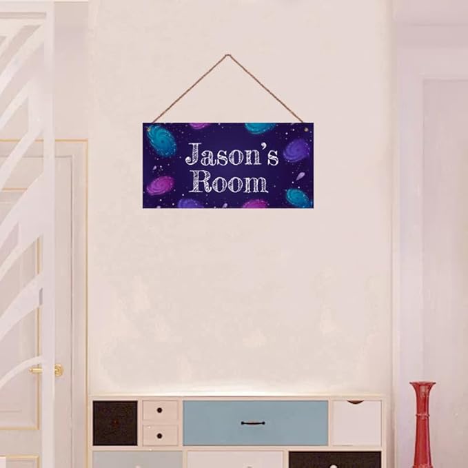 Personalized Galaxy Sign Custom Name Universe Wall Art Decoration Exquisite Decorative Signs for Kids Room Door Decor Outer Space Themed Nursery Decor For Boys Room Girls Bedroom