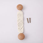 HWAQHDYL 2 Pack Bohemian Style Rope Knobs Door Handle Rope Knot Cabinet Drawer Cupboard Furniture Door Wooden Pulls Handles Drawer Pulls for Kitchen Cabinet Wardrobe Cupboard (A)