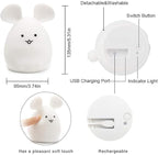 Mouse Night Light for Kids, Rechargeable LED Children Lamp, Soft Silicone (BPA Free) for Baby/Boys/Girls/Adults, Remote & Touch Control Adjustable Brightness and Colors, Indoors/Outdoors