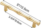 10pcs Cabinet Handles Hole Centers 3-3/4", Bamboo Shape Kitchen Cupboard Dresser Closet Drawer Door Pulls Gold