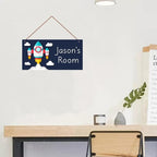 Personalized Fantasy Decor for Boys Room Outer Space Theme Room Decor for Nursery,Rocket Wall Art Decor for Kids Room Gilrs Bedroom Little Man Cave