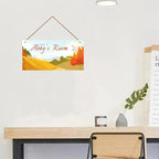 Personalized Name Sign Landscape Painting Decor For Girls Room and Baby Nursery Kids Bedroom Wood Plaque Hanging Wall Art Decor