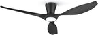 TALOYA Ceiling Fans with Lights,52 inch Modern Low Profile Ceiling Fan with Quiet Reversible DC Motor,Flush Mount,3CCT, Black Ceiling Fan for Bedroom Living Room Kitchen and Patio