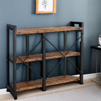 IRONCK Rustic Entryway Console Table, Long Hallway Table 55 in 3-Tier, TV Stand Entertainment Center Media Stand for Living Room, Industrial Style, Vintage Brown