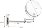 Cerdeco 8 Inch 10X Double Sided Makeup Wall Mount Mirror With Nickel Plated Finish - 360 Swivel Extendable Cosmetic Shaving Magnification
