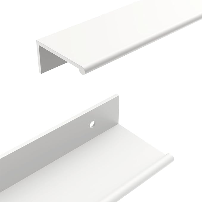 goldenwarm 10 Pack White Finger Edge Pulls Drawer Finger Pulls Kitchen Hardware Handles Bedroom Dresser Drawers, 3in Hole Centers