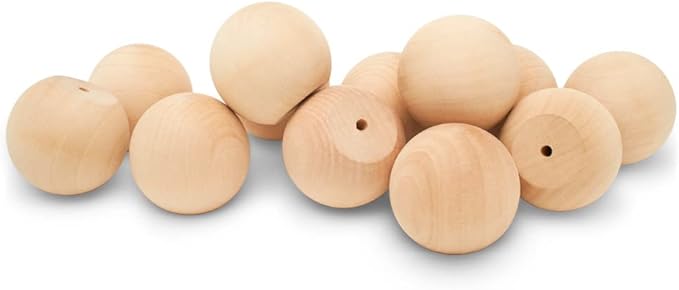 Wood Knobs, 2 Inch Round Natural Wood Drawer Pulls, Pack of 50 Unfinished Wooden Drawer Knobs, Ball Shaped Wood Cabinet Knobs, Nursery Dresser Knobs, Wood Door Knobs and Crafts