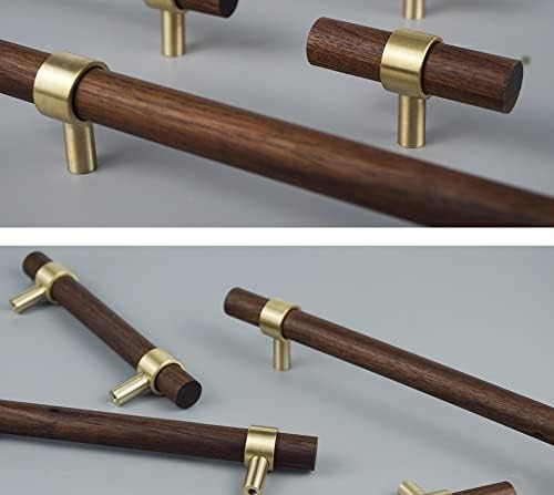 Drawer 11.02"/280mm Pulls Brass Walnut Kitchen Wardrobe Cabinet Hardware Pull Handle with Screw, 4Pcs