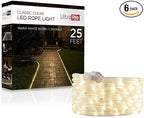 UltraPro LED Rope Lights, 25ft Classic Clear Rope, Warm White Light 3000K, Indoor/Outdoor, Flexible, Linkable, Durable, Rope Lights Outdoor, 54504 (Pack of 6)