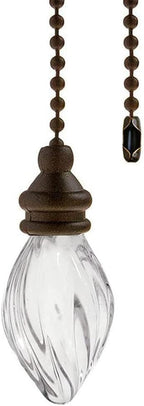 Ceiling Fan Pull Chain, 12 inch Cristal Glass, Polished Antique Finish, 1PCS