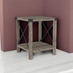 Walker Edison Sedalia Modern Farmhouse Metal X Side Table, 18 Inch, Grey Wash
