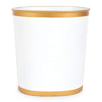 Jaye's Studio Mattie Decorative White and Gold Bathroom Trash Can, Metal Waste Basket Modern, Luxury Trash Bin for Bedroom, Dorm Room, Office Garbage Can, Oval Decorative Trash Bins (12" x 10" x 8")