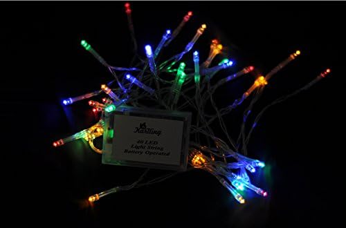 Karlling Battery Operated Christmas Lights,13 ft Short Clear Wire String Led Twinkle Fairy Light for Small Mini Xmas Tree and Wedding Party Indoor/Outdoor Decoration(Multicolor)